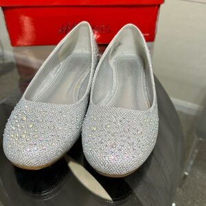 Hot Cakes Silver Rhinestone Ballet Flats